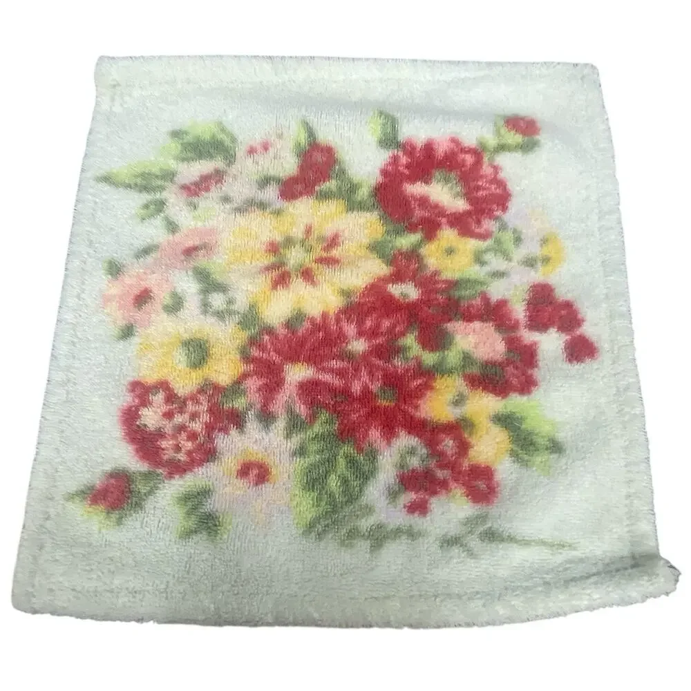 Vintage Ralph Lauren Cottage Lane Floral Washcloth 1990s Made in Brazil